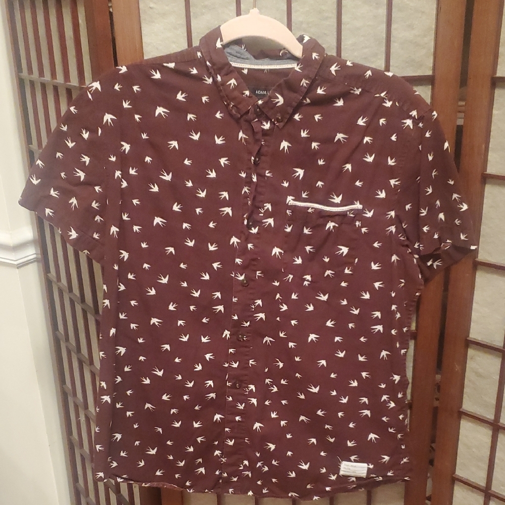 Adam Levine Collection Maroon And White Mens Polo